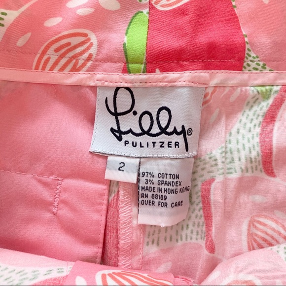 Lilly Pulitzer Pink & Green Print Capri Pants Sz 2 - Picture 5 of 10